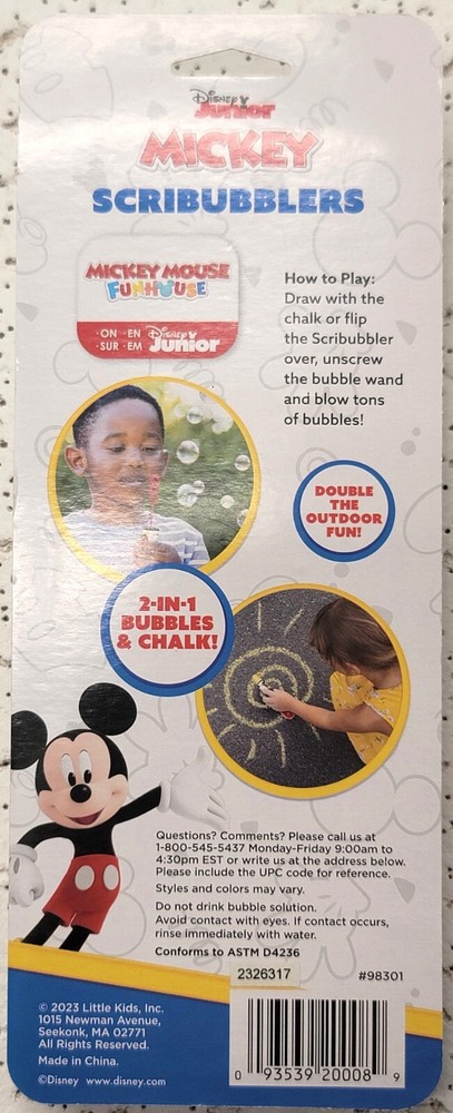 Disney Junior Mickey Scribubblers (Pack Of 2) 2 fl oz Bubbles and Sidewalk Chalk