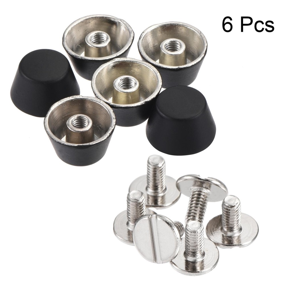 12x7mm Rivet Studs Screw Back Matte Black - 6pcs