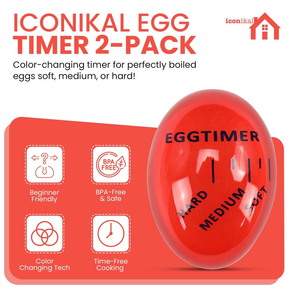 Egg Timer Color Changing for Soft or Hard Boiled Eggs 2 Pcs