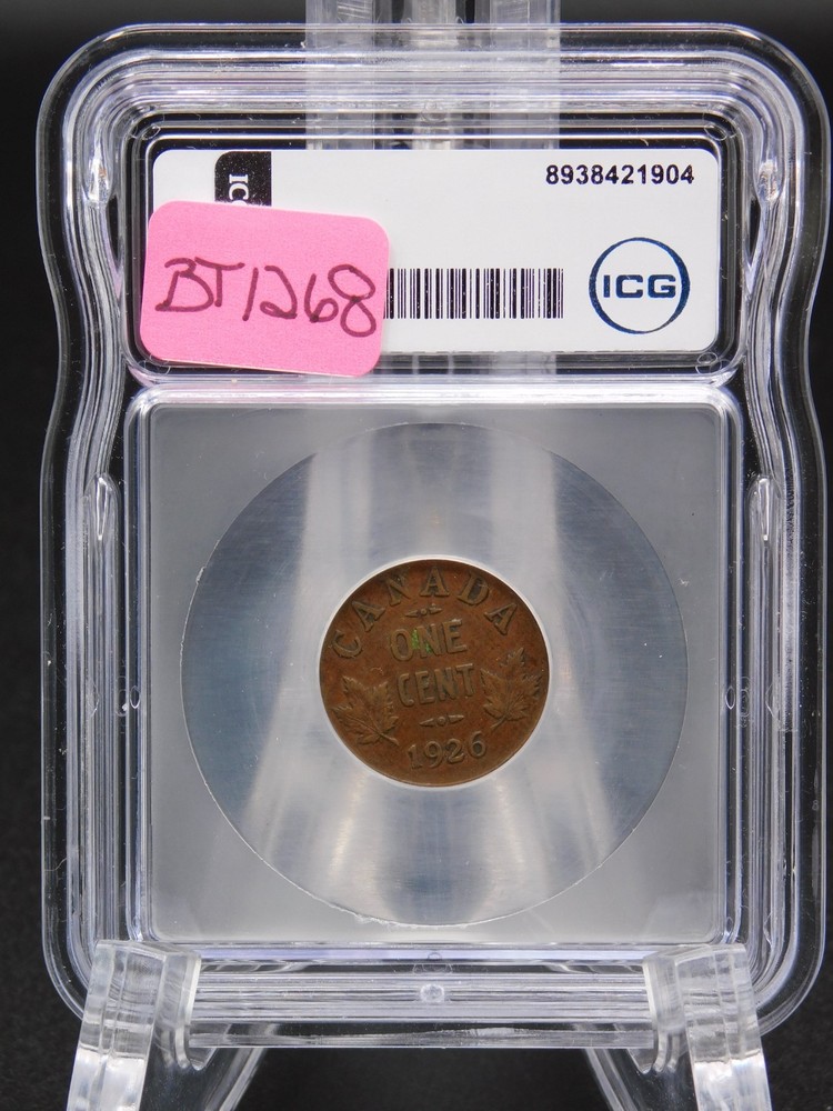 1926 CANADA ONE CENT ICG GRADED AU53 (BT1268)
