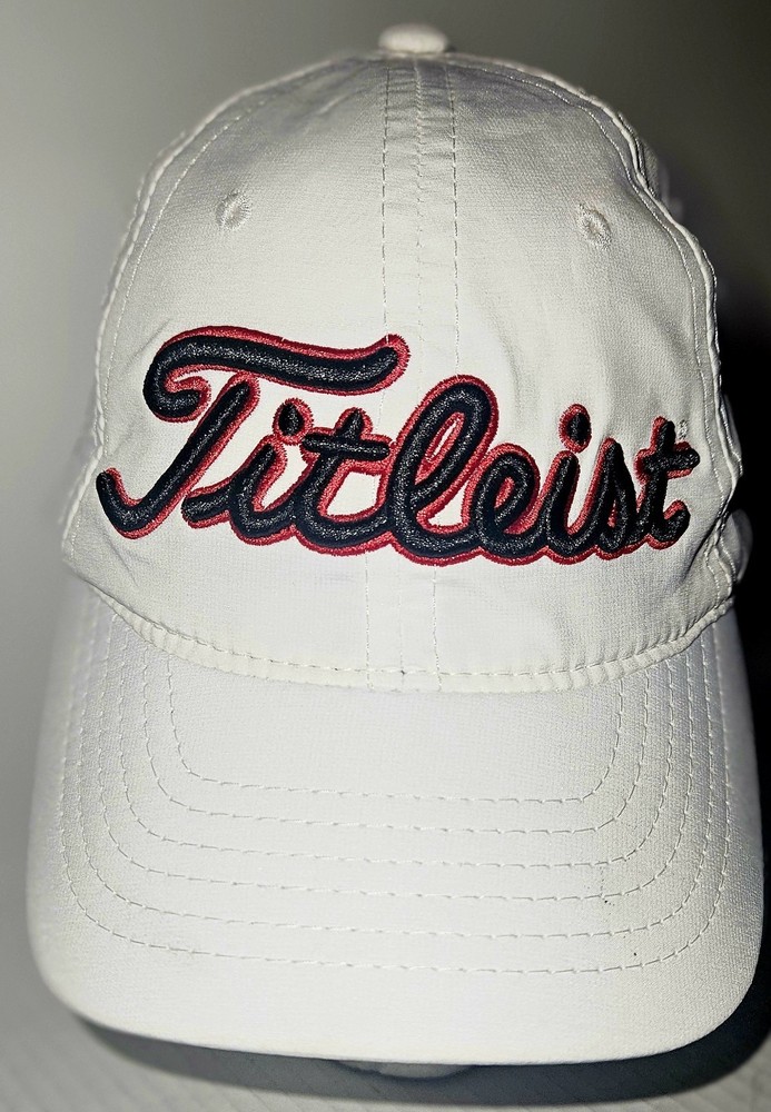 Titleist Mens White Adjustable Cap With Chevron Phillips On Side.