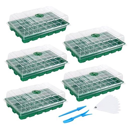 Seedling Trays Seed Starter Tray, 5-Pack Mini Propagator 40-Cell 5-Pack Green