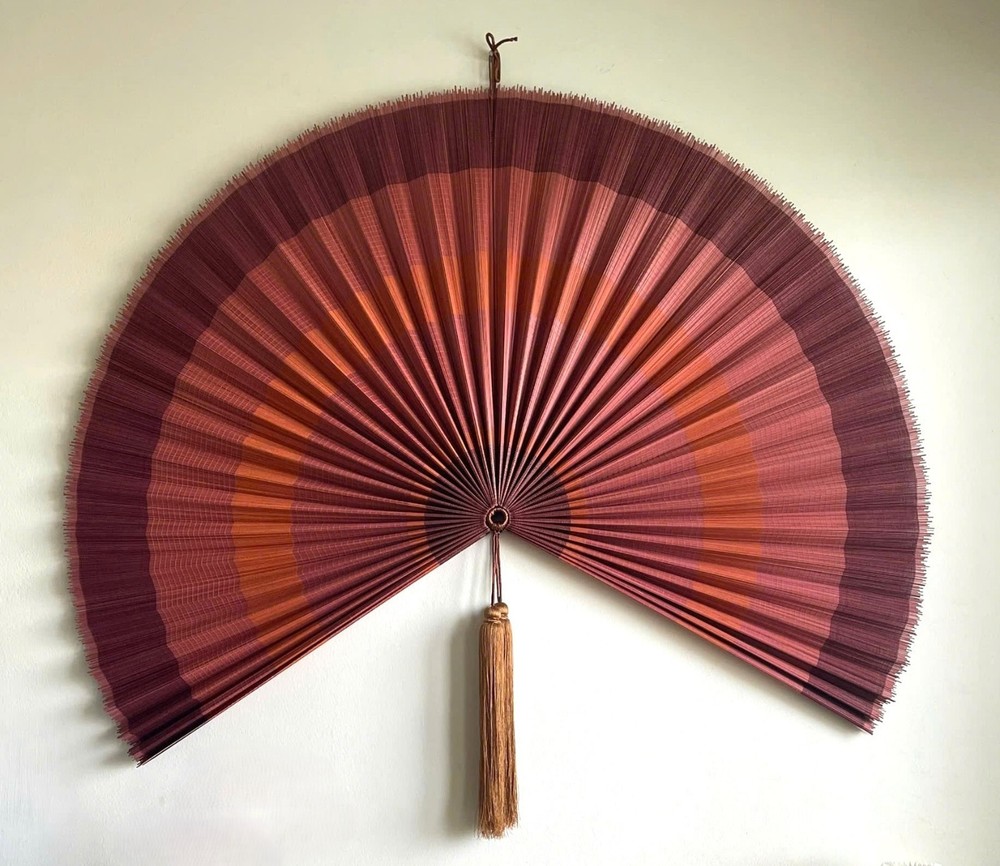 Bamboo Fan Wall Decor, Boho Wall Hanging, Fan Headboard, Folding Fan