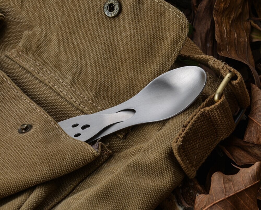 Folding Knife Fork Spoon Travel Camping Eating Tool Steel Silverware Backpacking