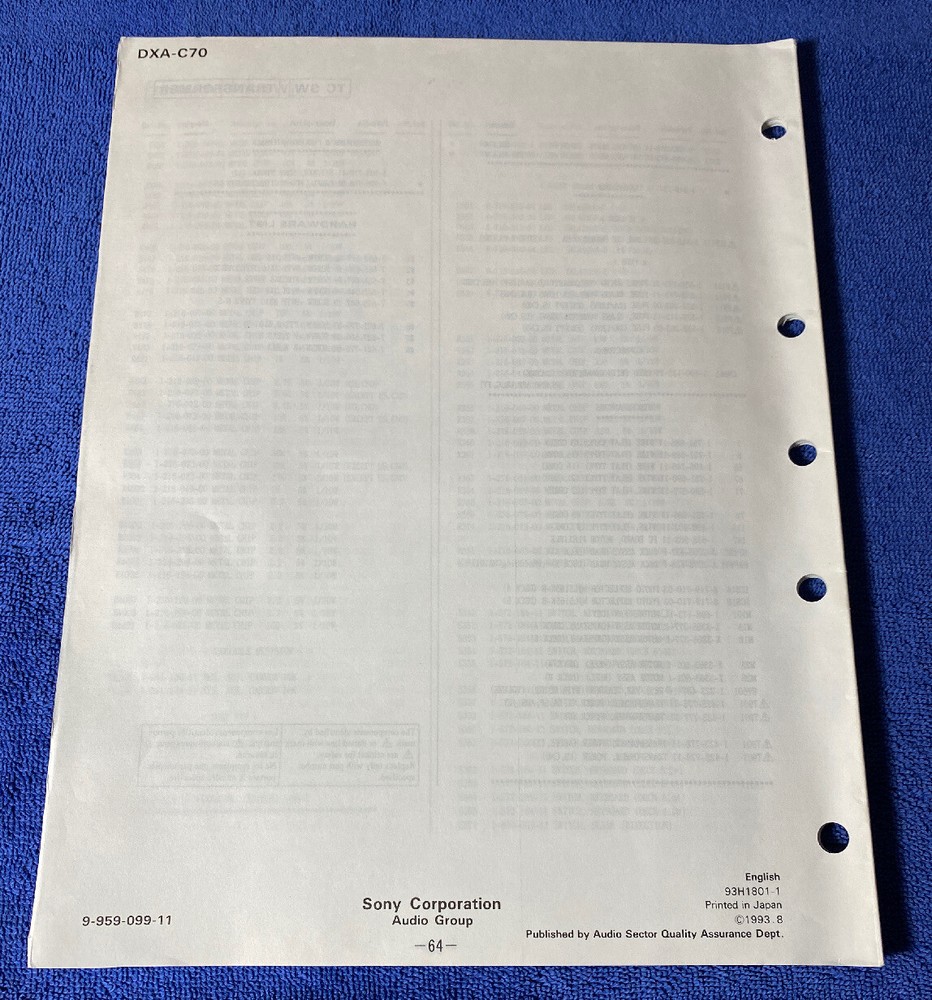 SONY DXA-C70 MINI HIFI COMPONENT SYSTEM ORIGINAL SERVICE MANUAL SCHEMATIC M798x
