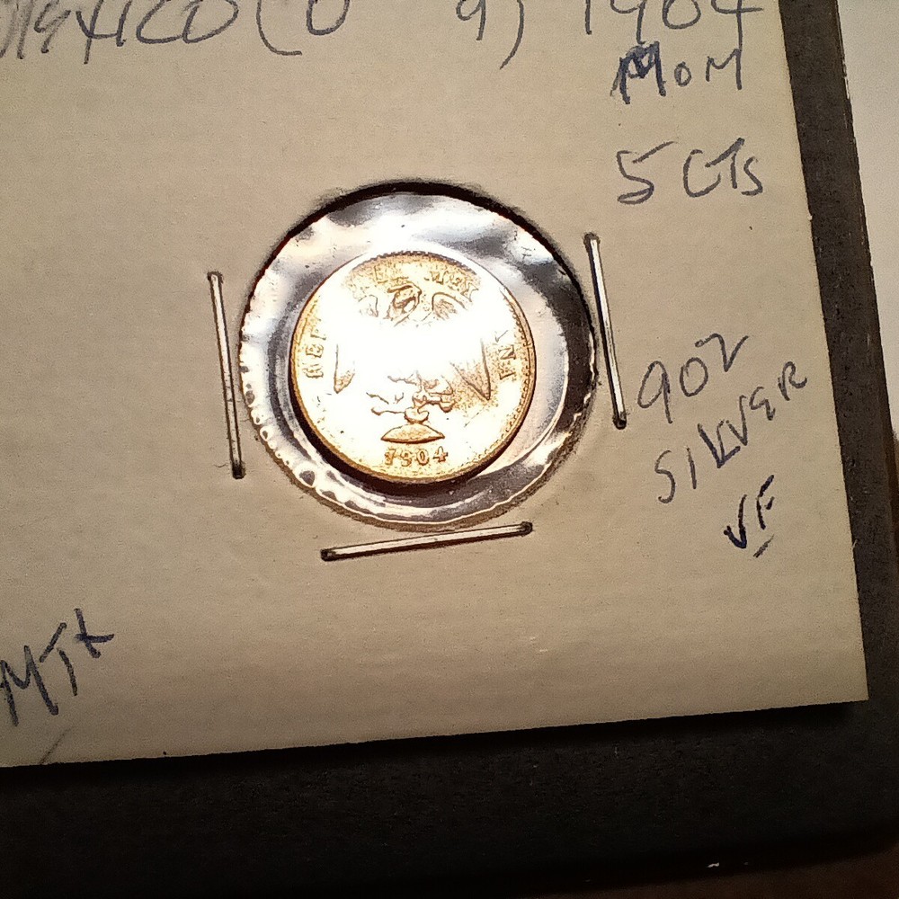 Mexico 1904 Mo M Silver 5 Centavos, 0 over 9