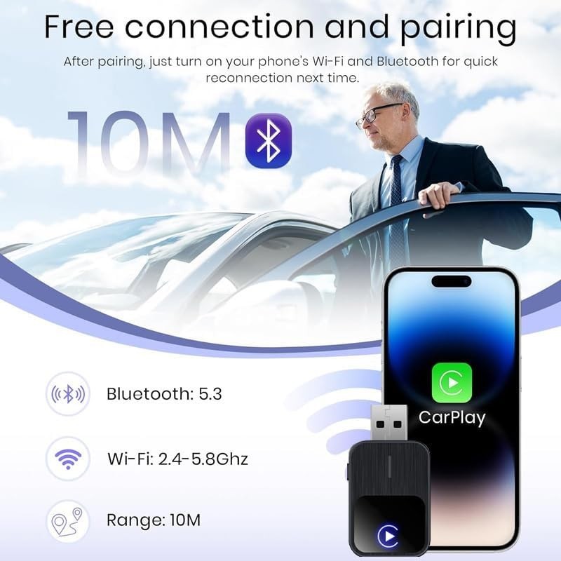 2026 Upgraded Wireless CarPlay Adapter for iPhone & Android Auto