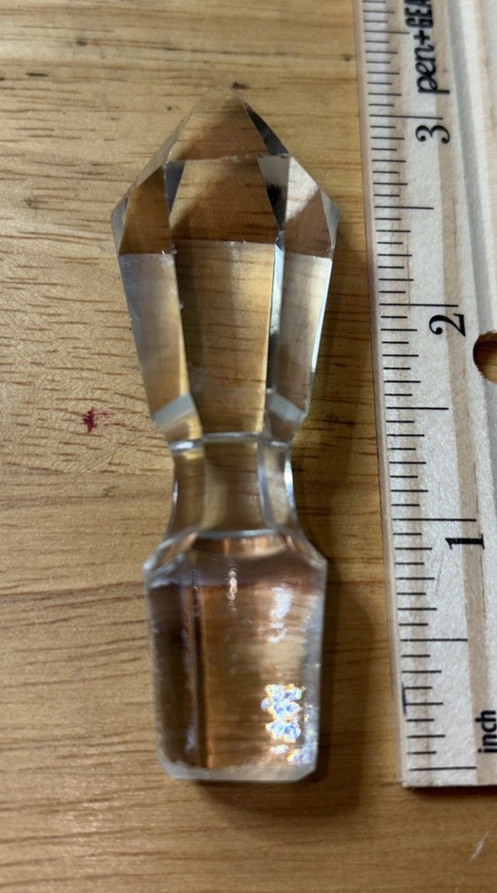 Vintage Green Crackle Glass Cruet Pulled Back Handle - Stopper