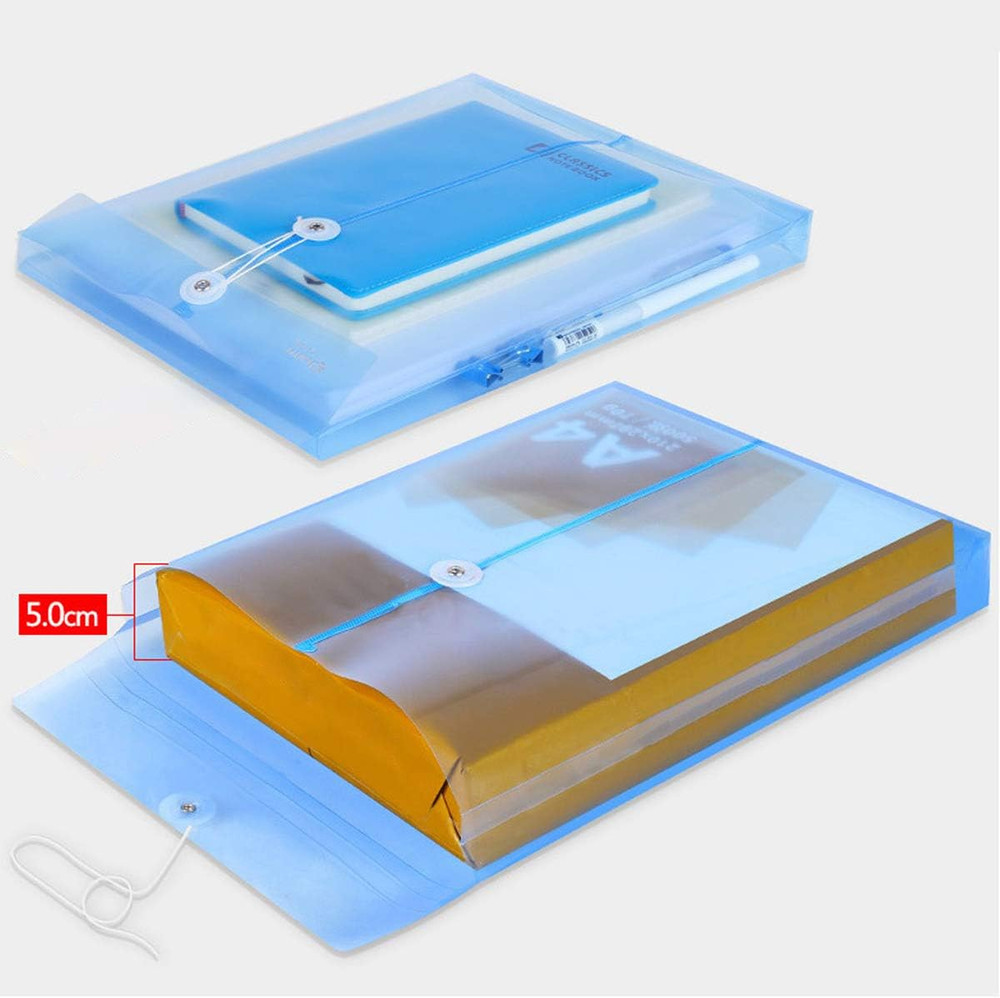 Poly Clear Envelopes with Button String Snap Closure 1 Inch Gusset Top Opening L
