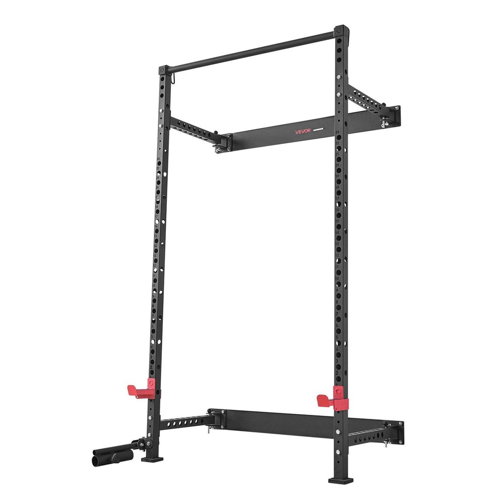 Adjustable Folding Power Rack: 1000lb, J-Hooks, Pull-Up Bar, Landmine Kit