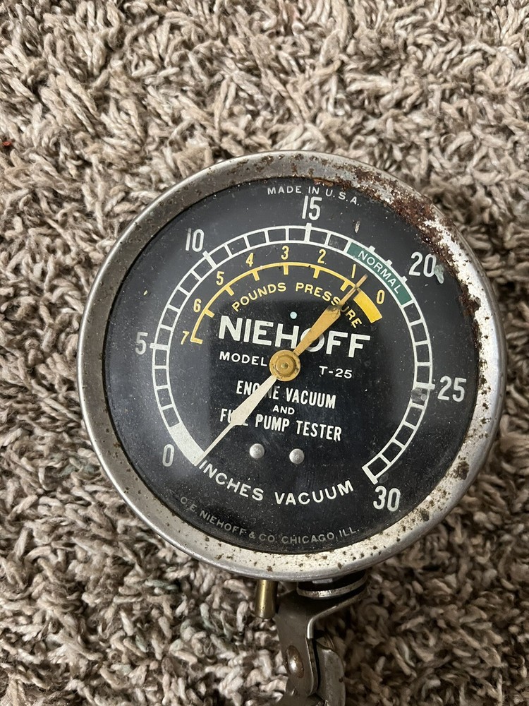 Vintage Niehoff Engine Vacuum/fuel Pump Pressure Guage