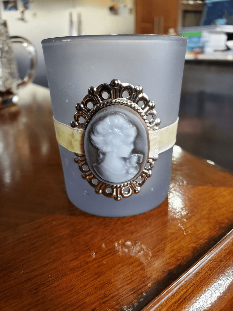 2 Cameo Votive Candle Holders