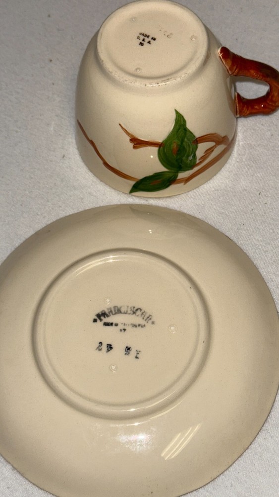 2 Franciscan APPLE CUPS & SAUCERS *HALF MOON*