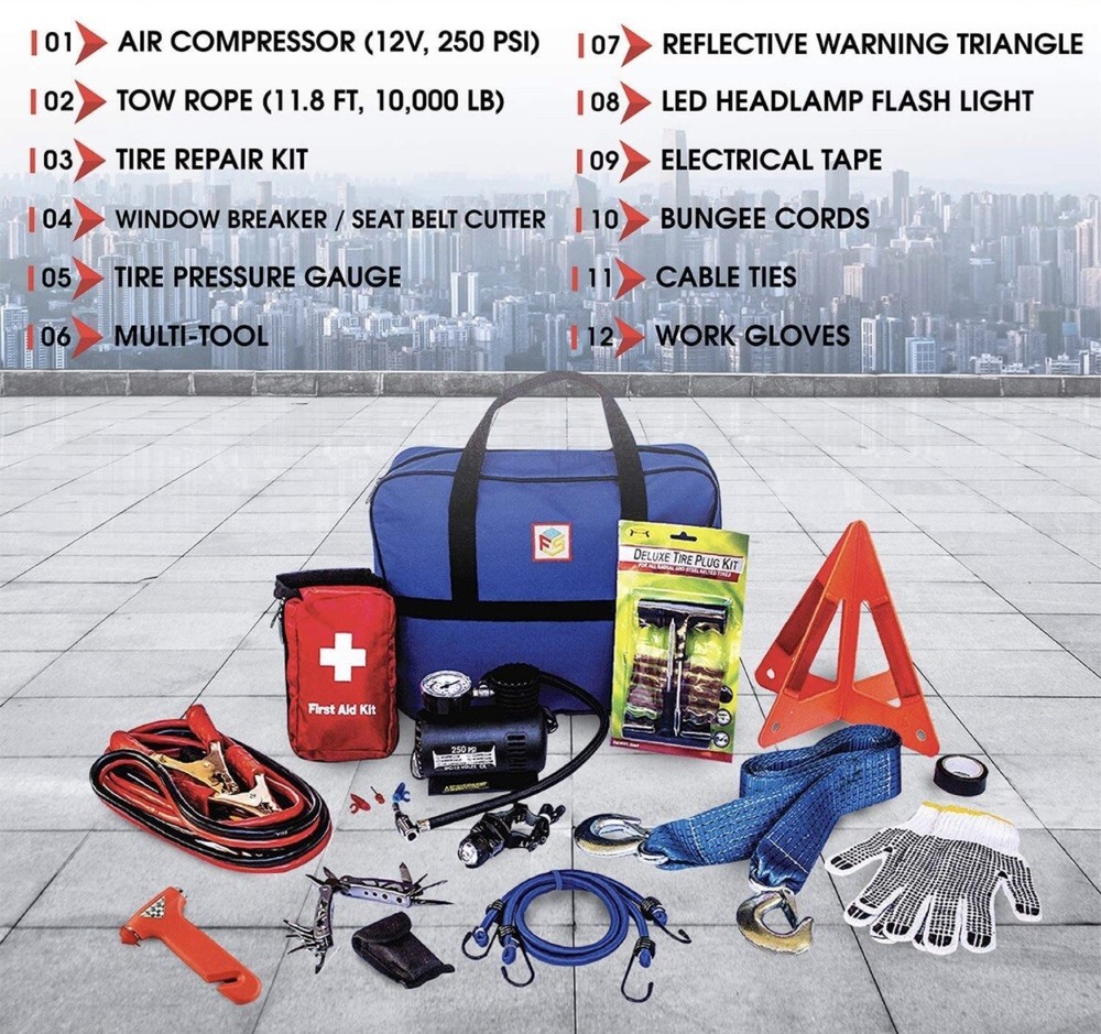 First Secure 90 Piece Emergency Roadside Kit - Defender Series - NEW! FAST!