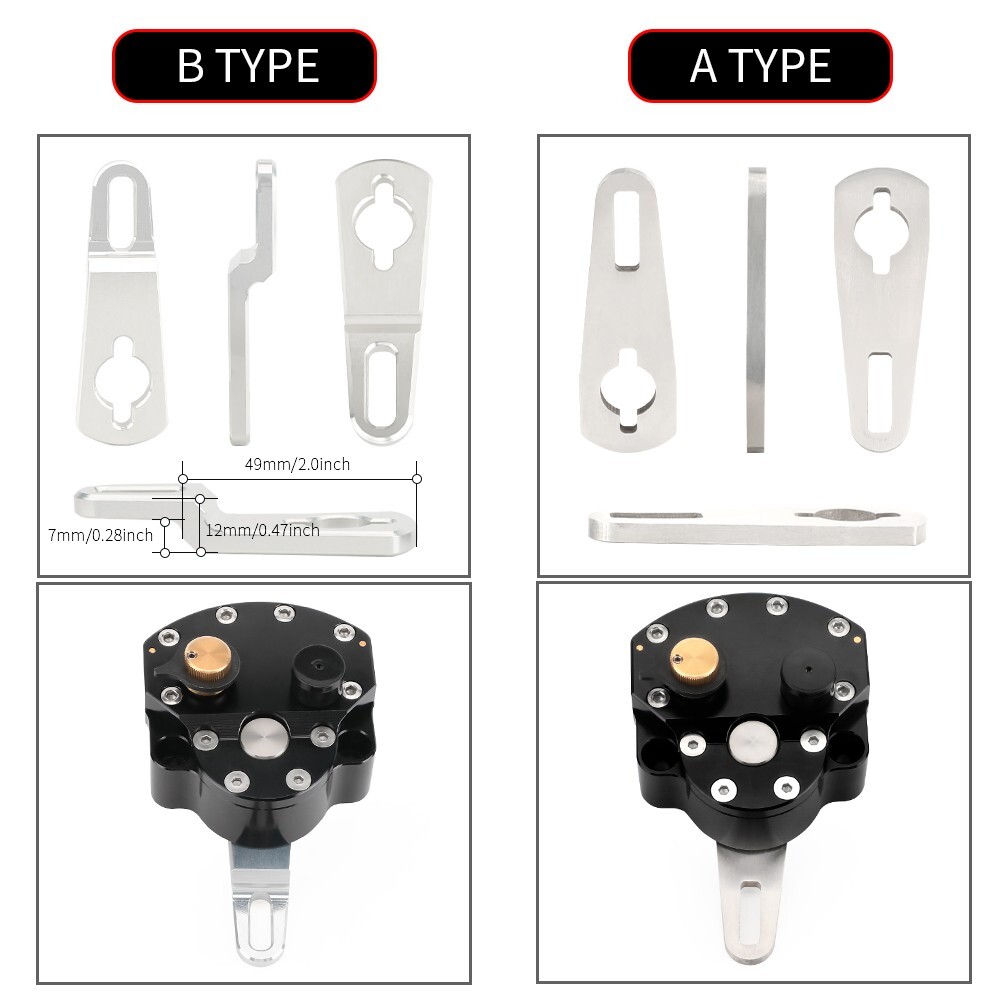 Universal Adjustable CNC Steering Damper Stabilizer Safety Control Kit Black