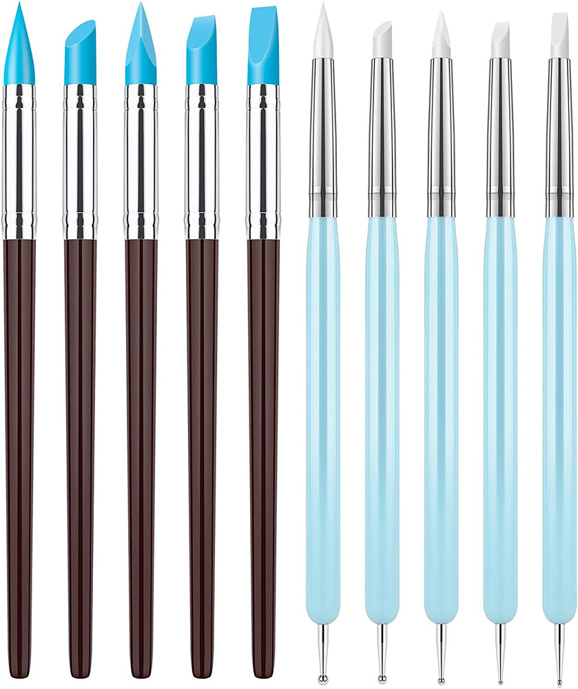 Clatoon 10Pcs Silicone Clay Sculpting Tool, Modeling Dotting Tool & Pottery Craf