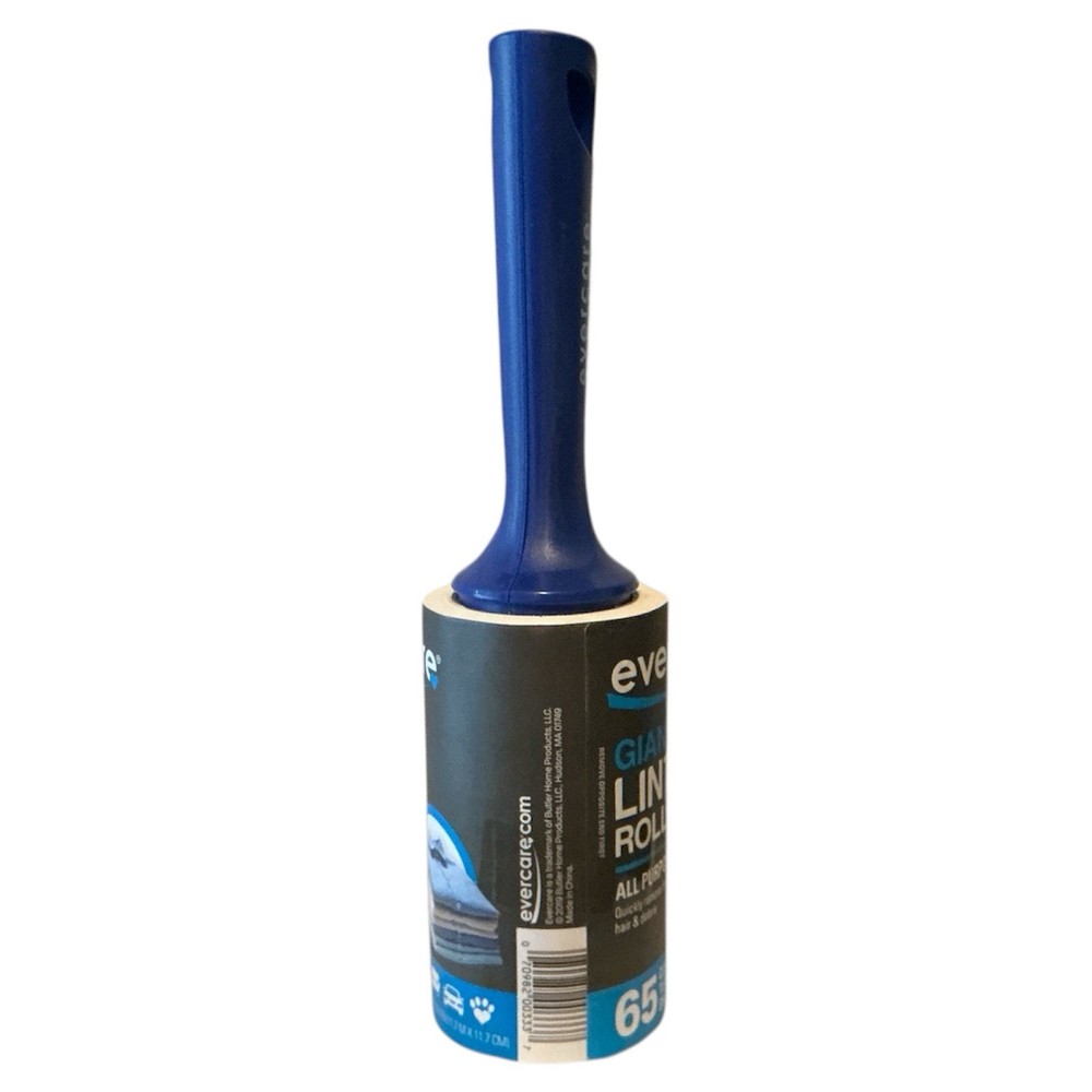 2 Evercare Giant Lint Roller 65-Sheets Each with Handle - Refillable