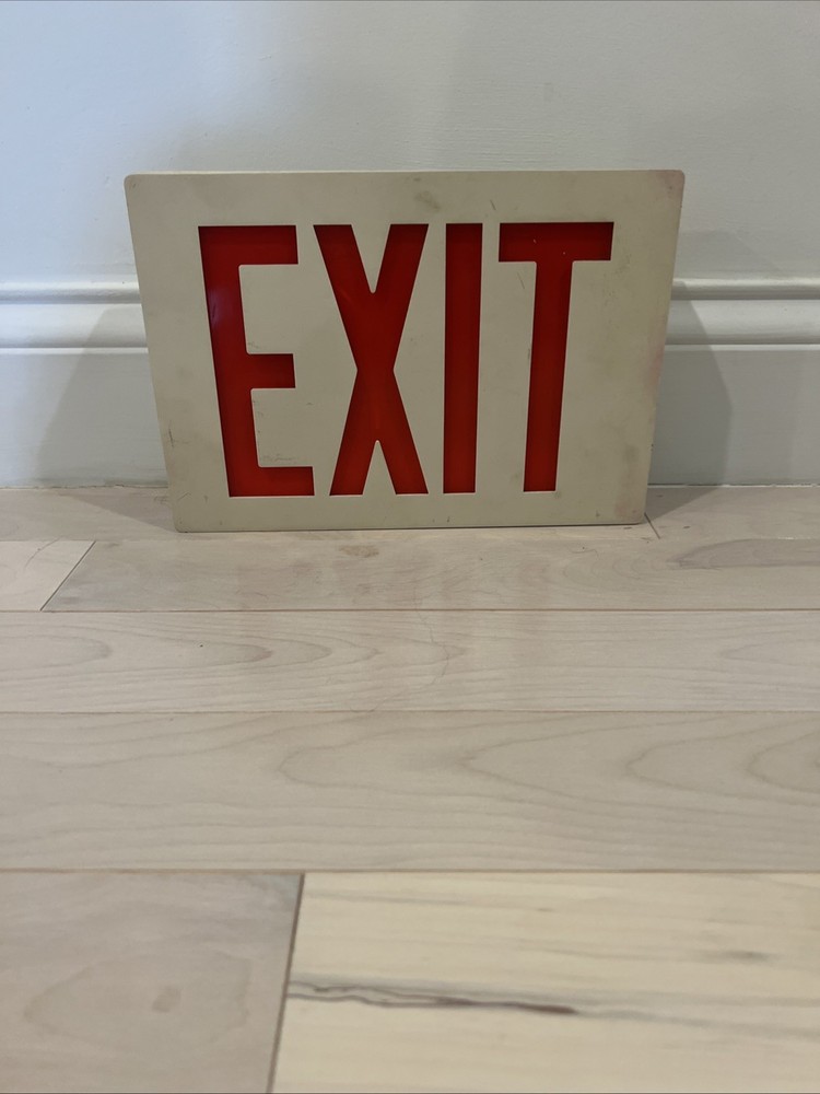 Vintage 1950s Industrial Metal EXIT Sign - Early Transistorized Model Man Cave