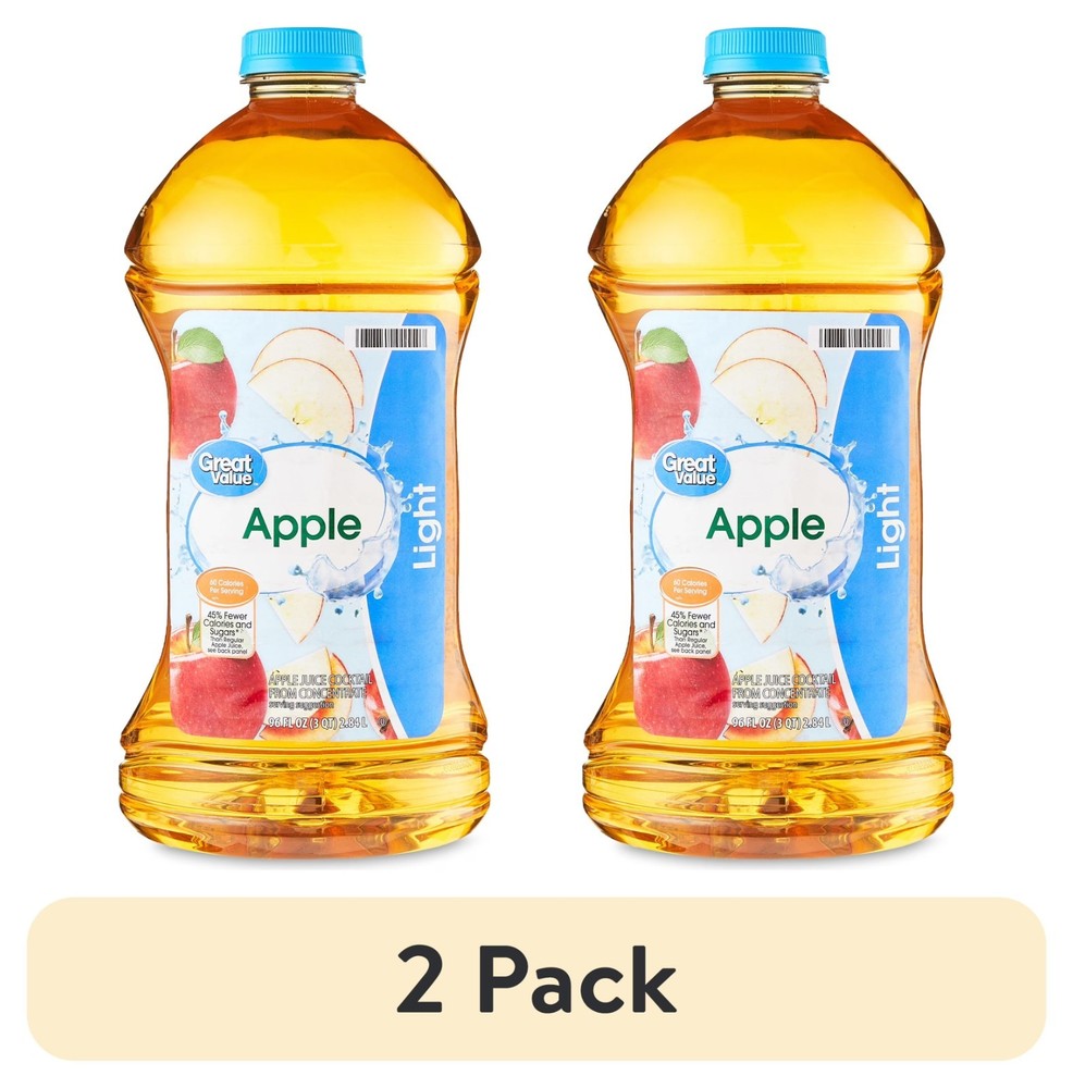 (2 pack) Great Value light apple juice, 96 fl oz....