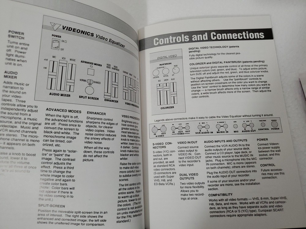Videonics Video Equalizer Model VE-1 Processor Colorizer & Audio Mixer S-Video