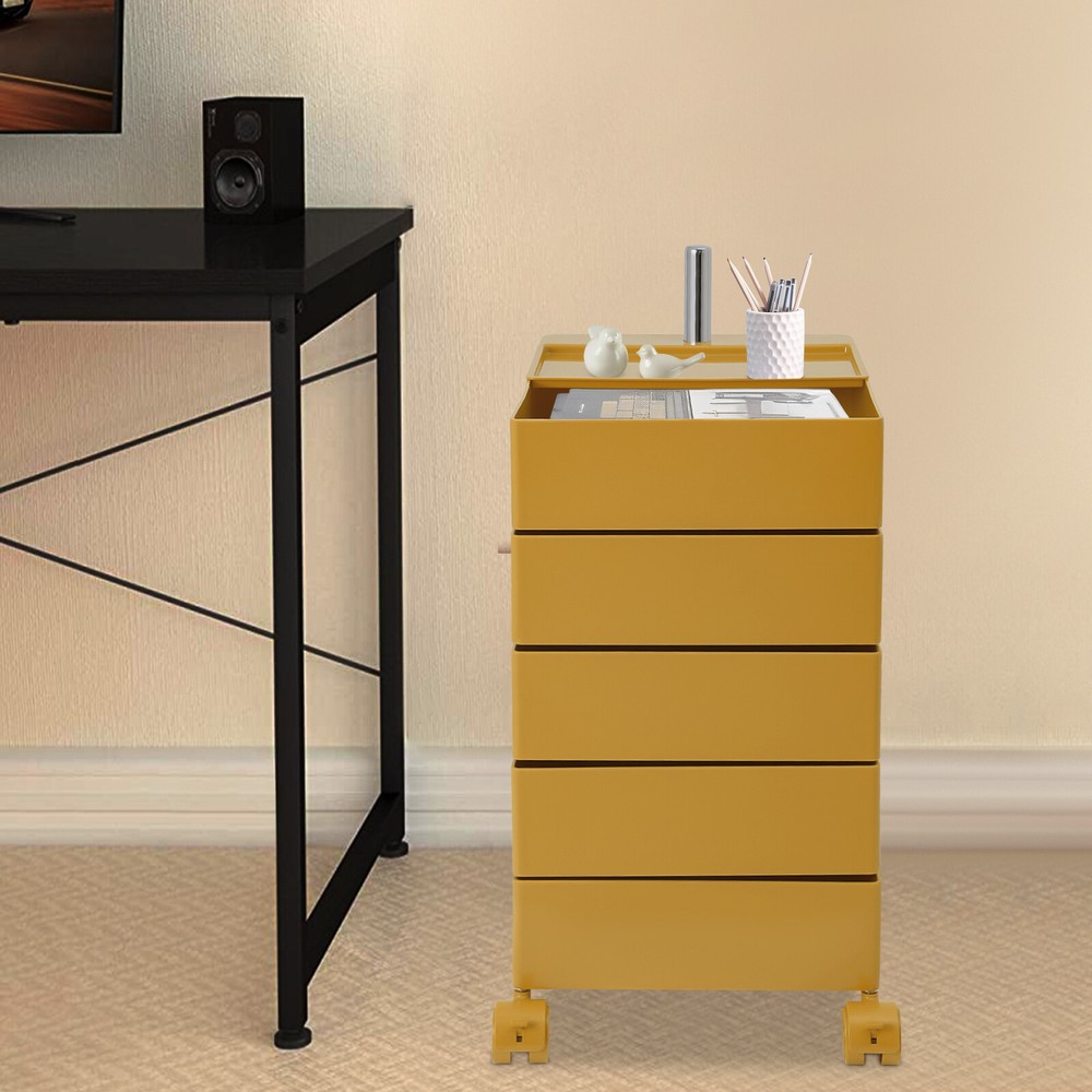 5 Drawers 360?? Movable Rotating Storage Side End Coffee Table Sofa Cabinet NEW