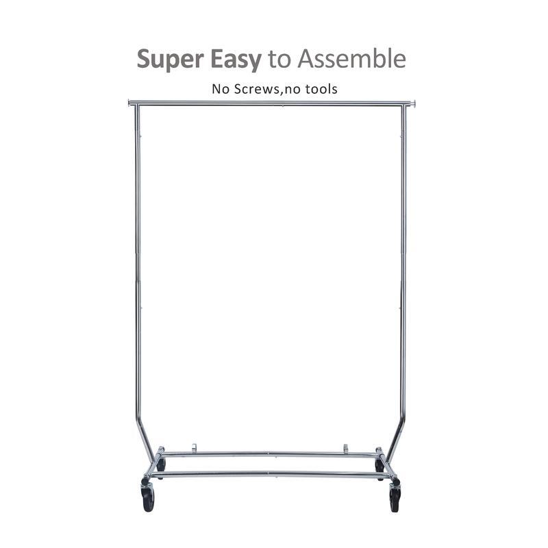 Heavy Duty Folding Adjustable Garment Rack Rolling Storage Solution 100lbs New