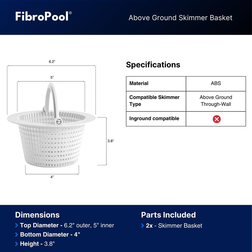 2-Pack Above Ground Pool Skimmer Baskets with Pivot Handle for Easy Maintenance