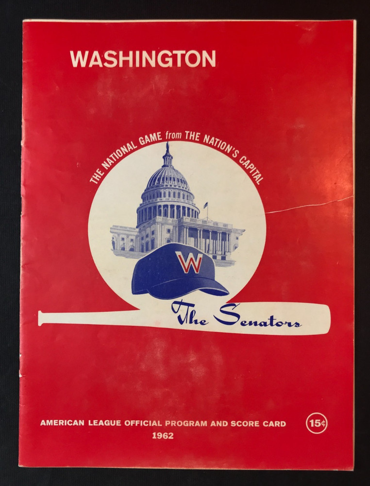 1962 Washington Senators Official Program & Score Card MLB Baseball Game NICE!