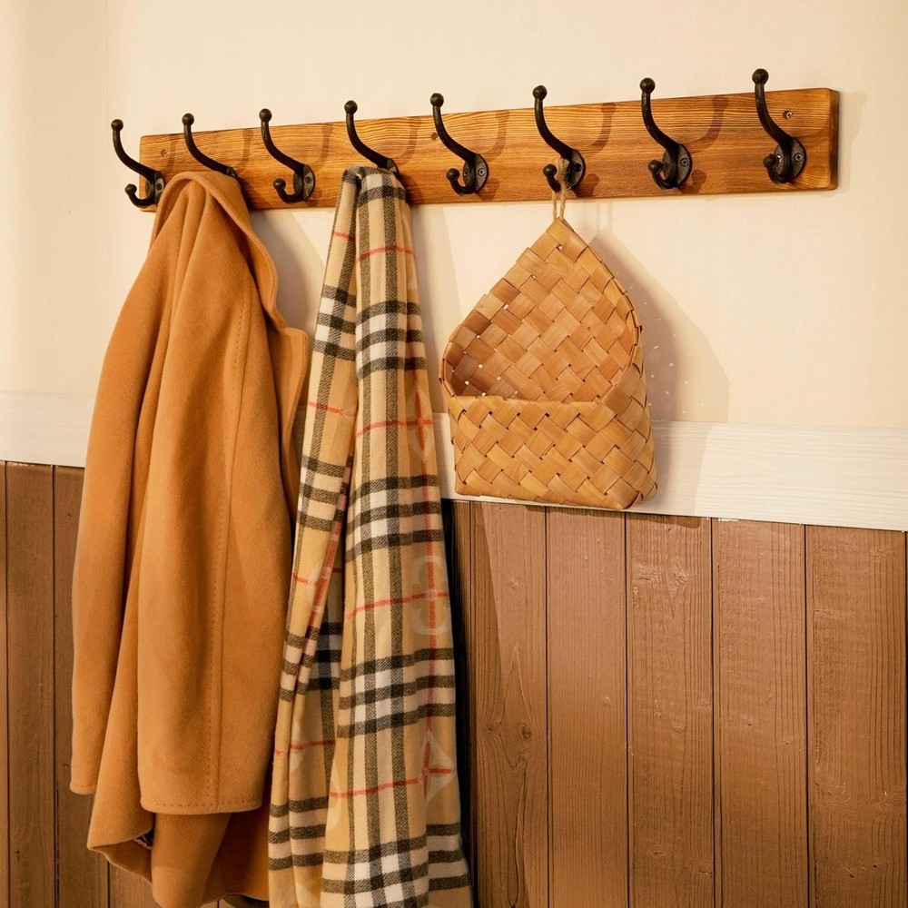 Rustic style coat rack wall mount, length 35.43 inches,