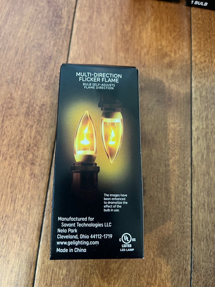 GE Flicker Flame LED Candelabra Base E12 1600K 1W Warm Candlelight ( 4 Pack )