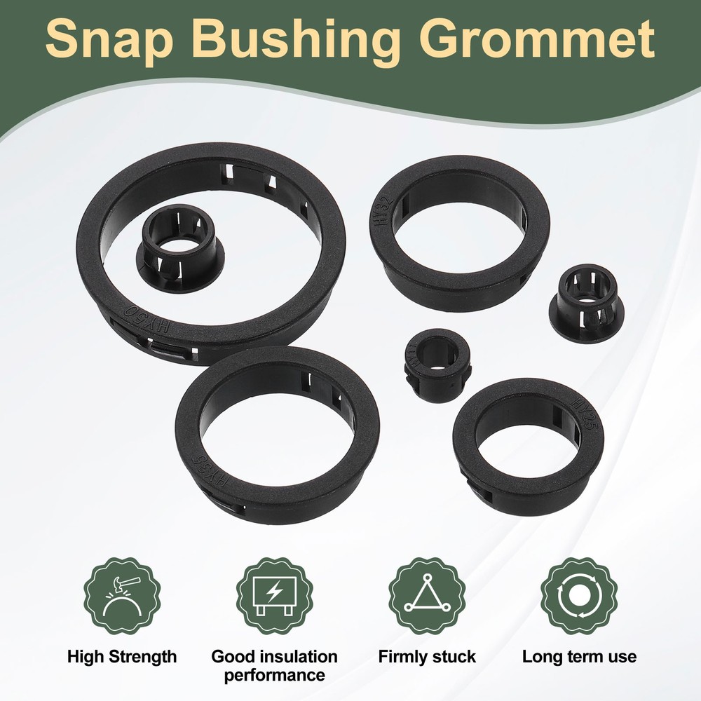 30Pcs Snap Bushing Grommets, 1-3/8"(35mm) Round Cable Hose Protector, Black