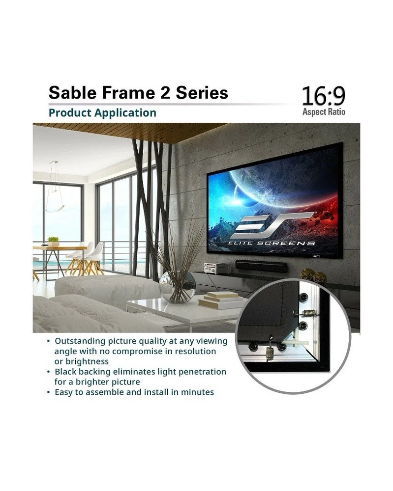 Elite Screens Sable Frame 2 Series, 105-inch Diagonal 16:9, Active 3D 4K