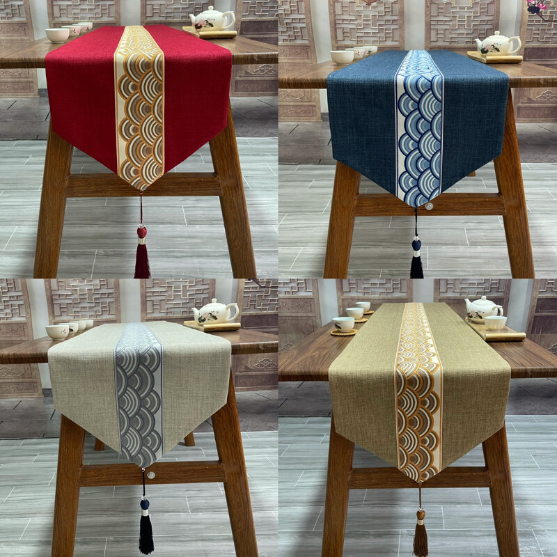 Chinese Table Runner Vintage Patterned Tablecloth Tassel Wedding Party Decor