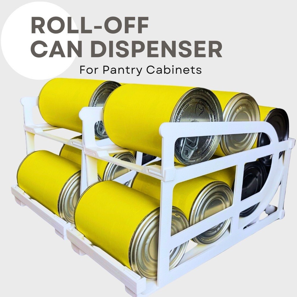 2 Sets Automatic Roll-Off Can Dispenser Storage Organizer For Pantry Cabinet