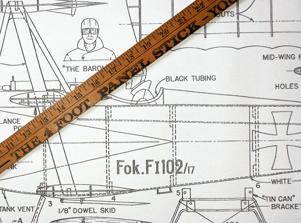 FOKKER DR-1 35" King-Size PLAN + CONSTRUCTION ARTICLE UC Scale Model Airplane