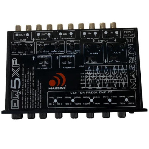 Massive Audio 5 Band Parametric Equalizer with Built-in 3-Way Crossover - EQ5XP