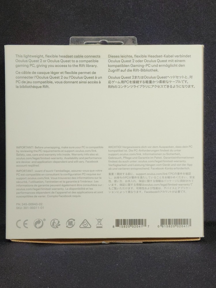 New Genuine Facebook Oculus Link Cable (PC VR) for Quest 2 and Quest 16' 5m