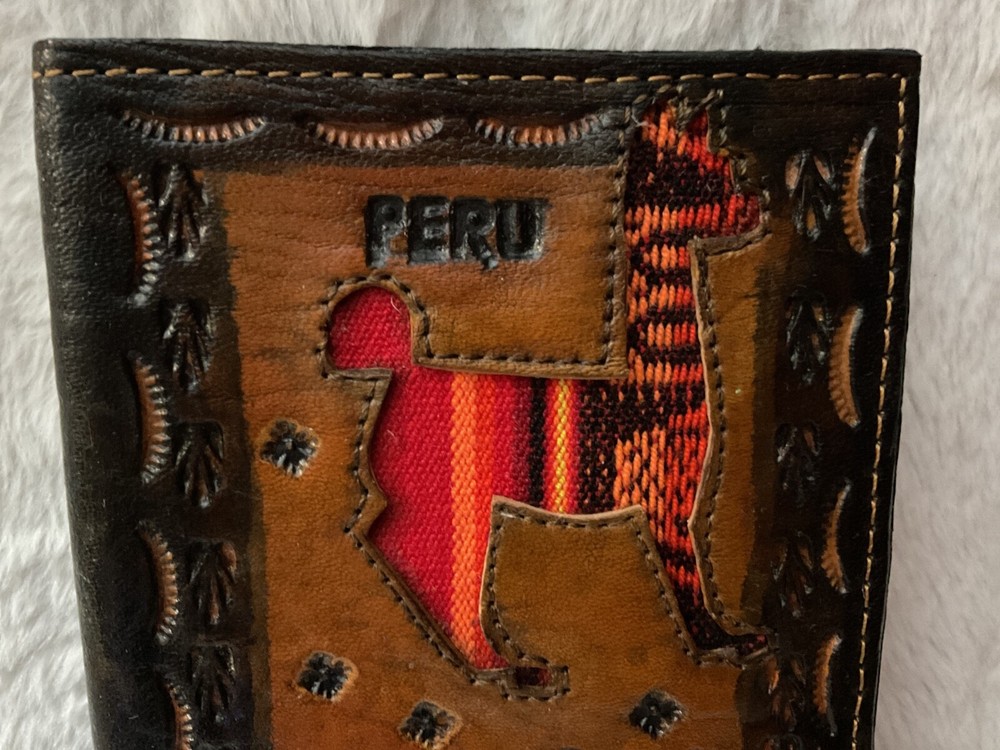 Handmade Tooled Leather 6.5” x 5” Notebook ,Journal /Cusco Peru / Lama
