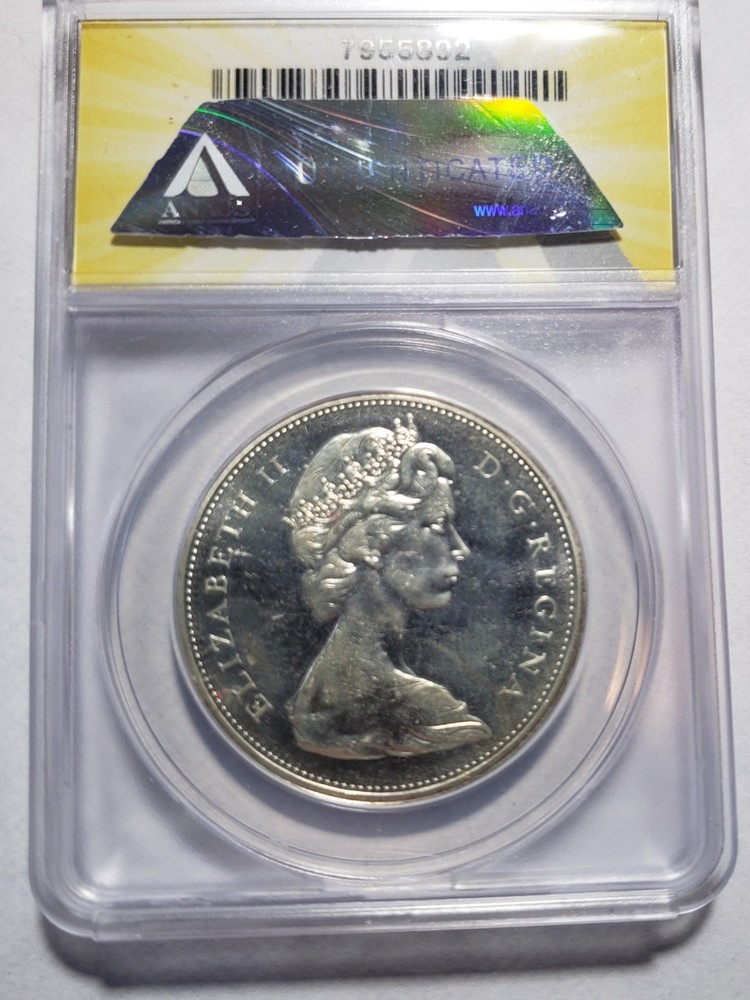 Canada 1965 Silver Dollar Proof Like ANACS MS 64