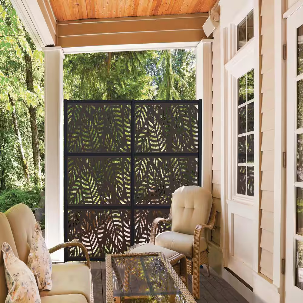 3 Ft. X 6 Ft. Sanibel Black Polypropylene Decorative Screen Panel