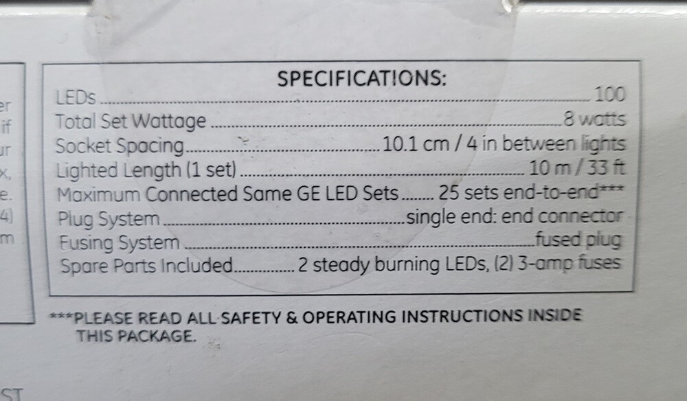 GE 100 Miniature Lights LED Energy Smart ConstantOn Pure White 5Pack