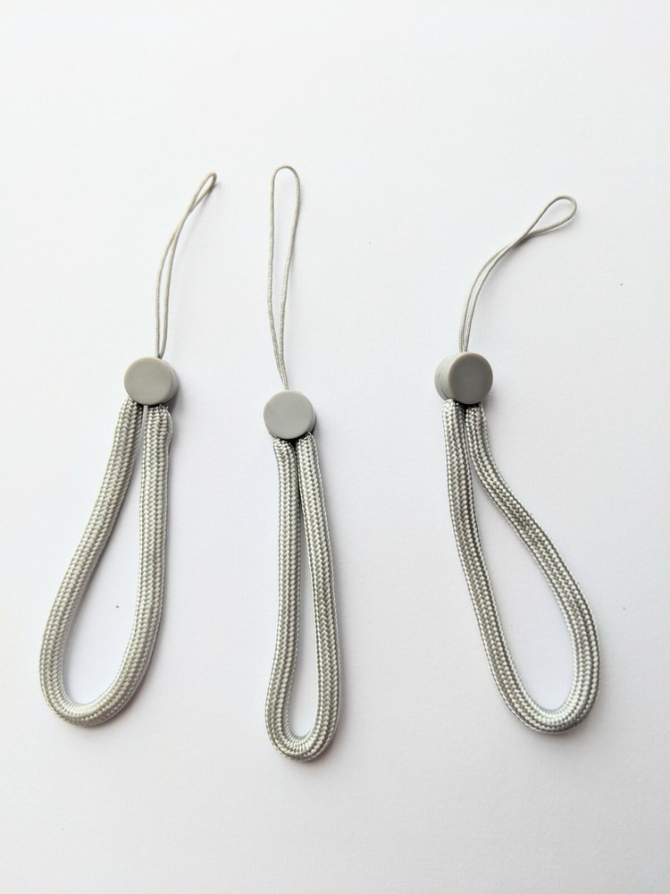 Bundle of 3: Thick Round Silver Lanyard Cell Phone Camera Flashlight Keys MP3