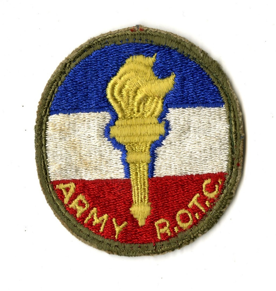 US Army ROTC OD Border White Back Patch Cut Edge Vintage