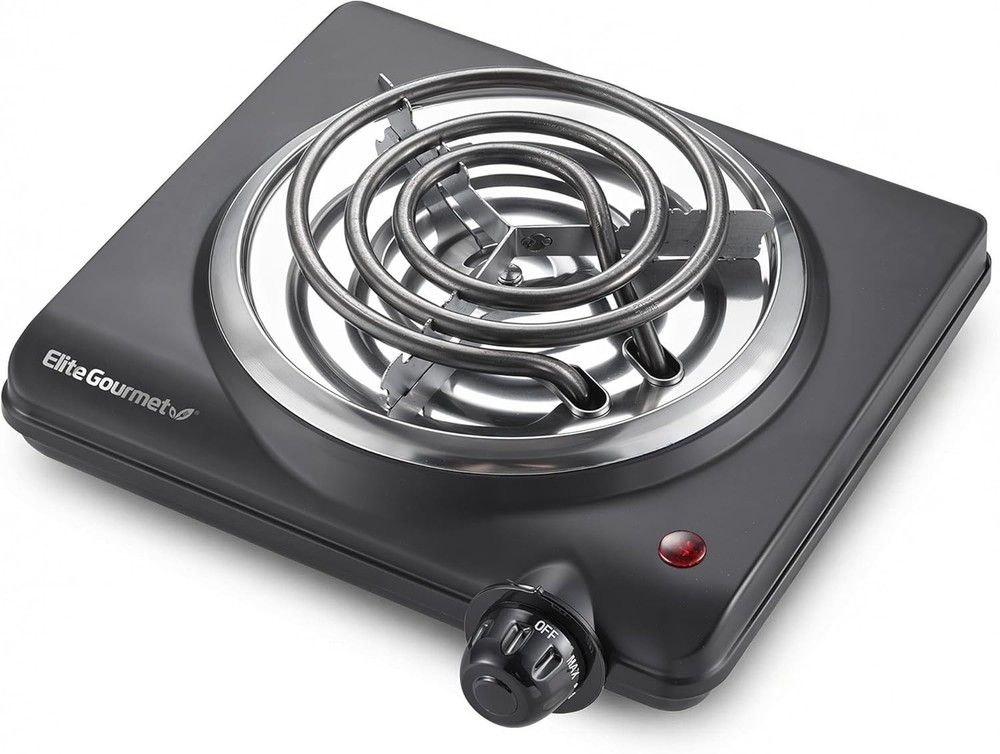 Compact 1000W Electric Hot Plate - Single Coiled Burner with Temperature Control