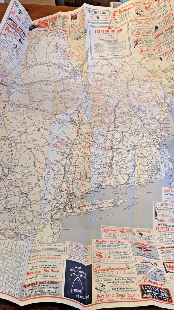 1962 EASTERN SKI MAP GUIDE. See Description For More.