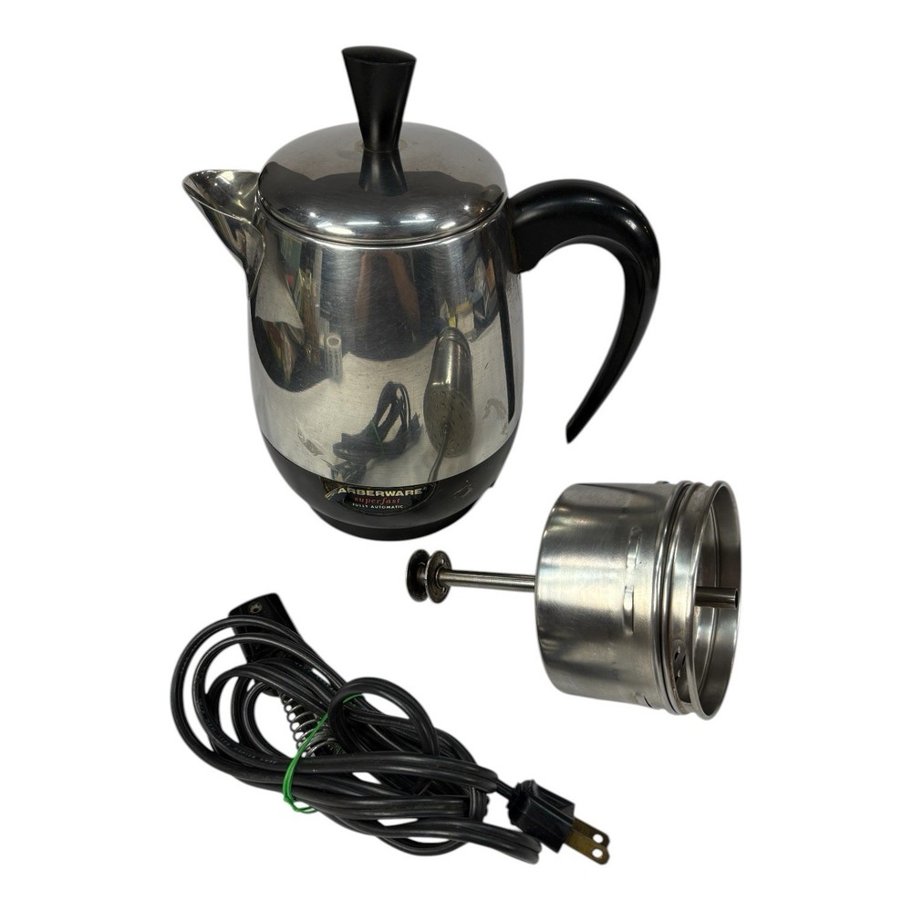 Vtg Farberware 134 PT Superfast Coffee Pot Percolator 2-4 Cup Complete Tested