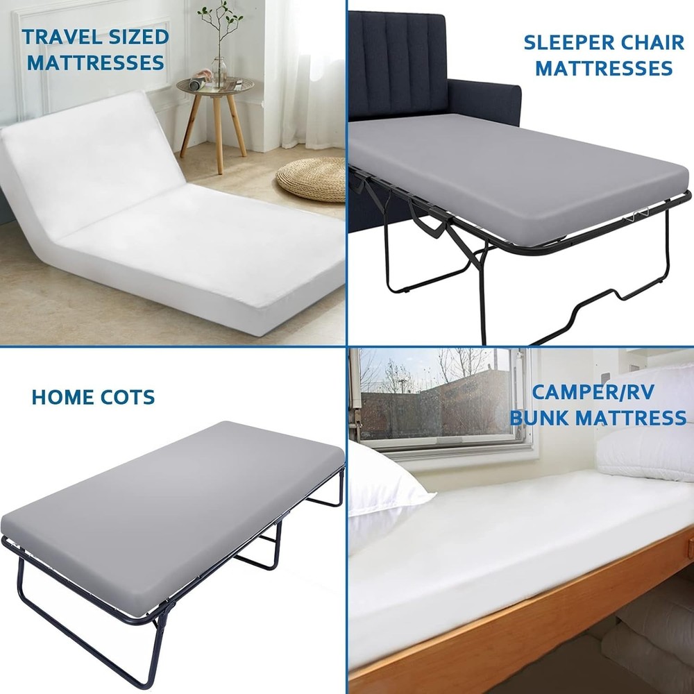 Breathable Gray Microfiber Cot Sheets - Snug Fit for Trifold Mattresses, 9" Deep