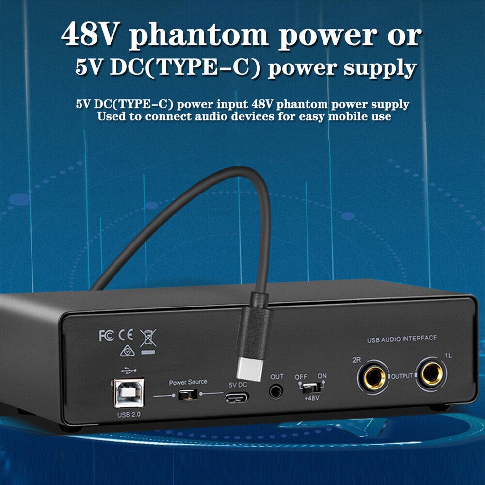 USB Audio Interface Professional Sound Card for Studio Singing Recording