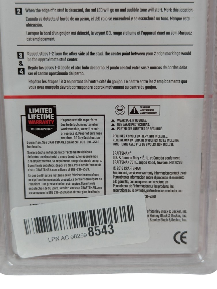 CRAFTSMAN - Stud Finder- 3/4-Inch Depth - CMHT77633