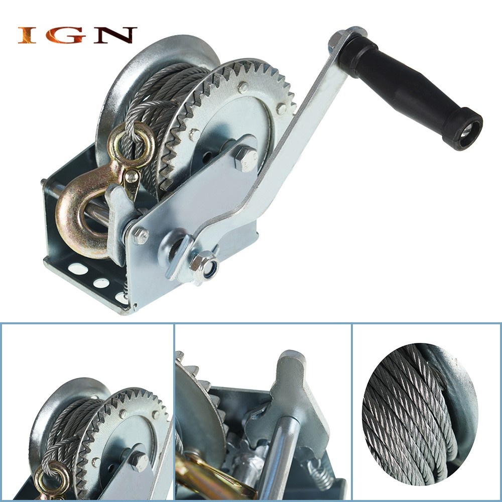 Adjustable Two-Way Hand Winch Boat Winch With 10m (32ft) Cable 1500lbs